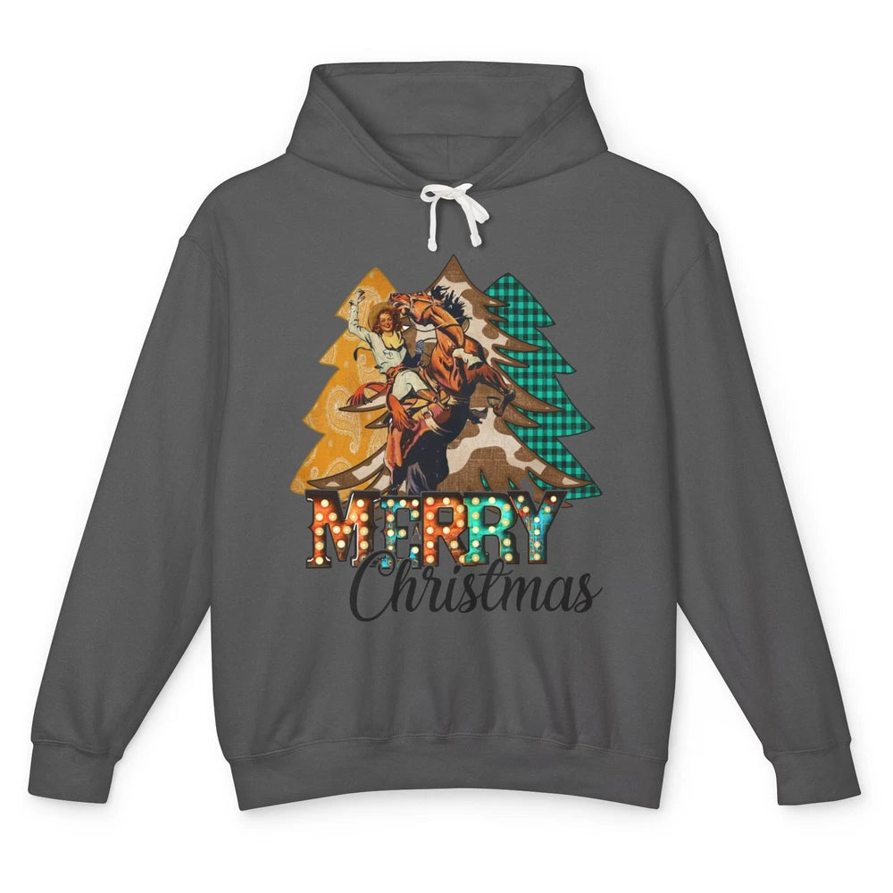 Rodeo Mom Cowgirl Christmas Tree Western Country Cowboy Gift Unisex Lightweight Hoodie