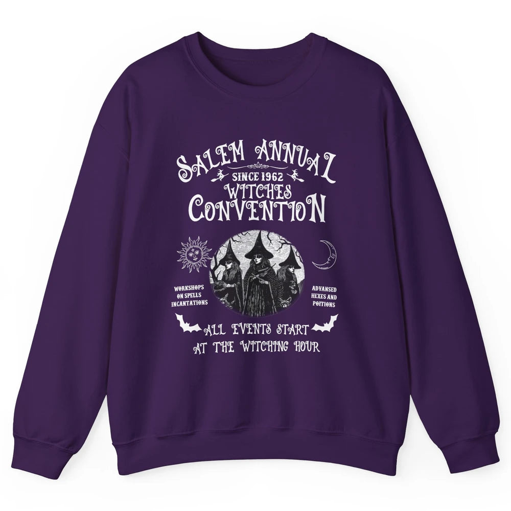 Retro Salem Annual Witches Convention Halloween Witch Magic Unisex Crewneck Sweatshirt