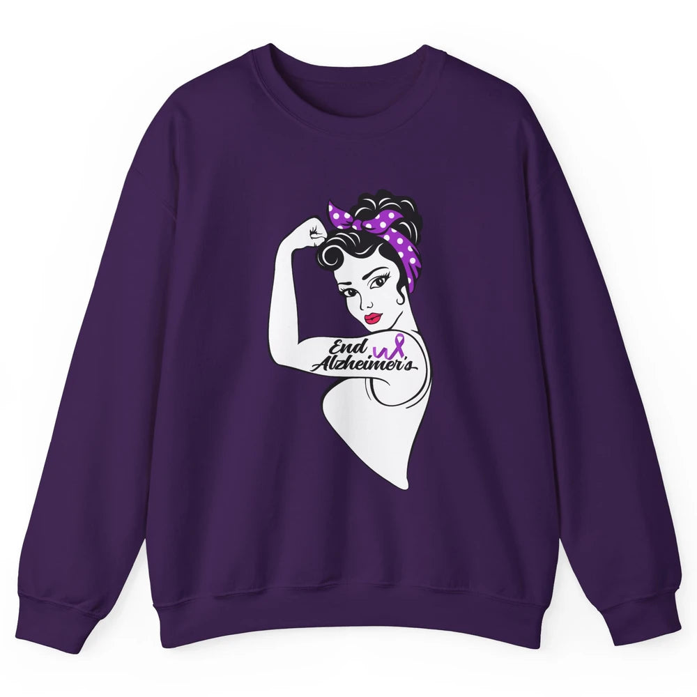 Alzheimer Awareness Strong Purple Ribbon Women Bandana Gift Unisex Crewneck Sweatshirt