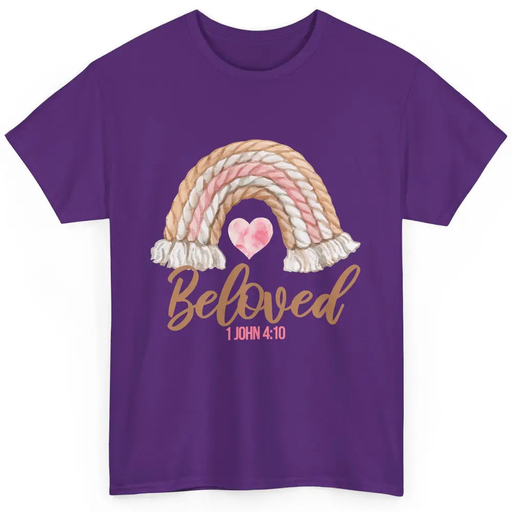 Beloved Christian Women Vintage Rainbow Bible Verse Heart Classic Unisex T-Shirt