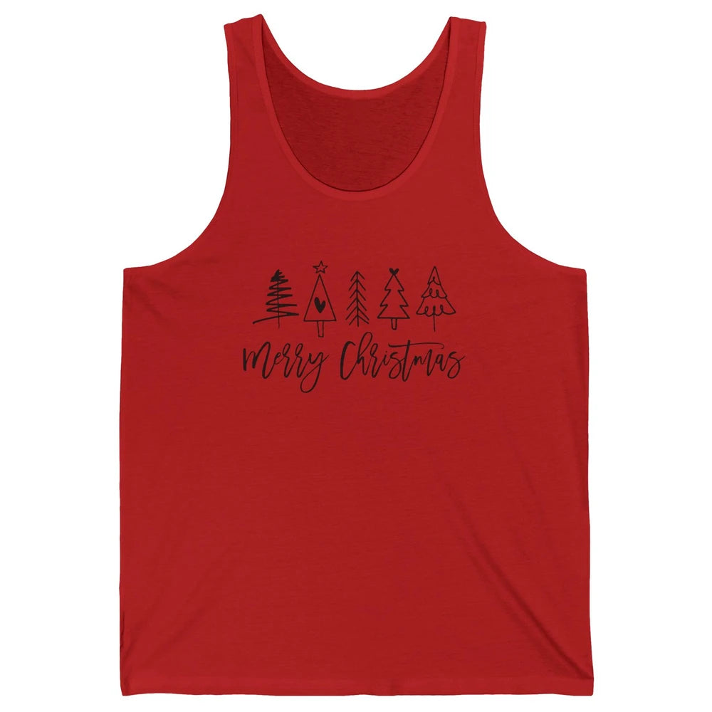 Merry Christmas Tree Heart Doodle Drawing Christmas Costume Unisex Jersey Tank