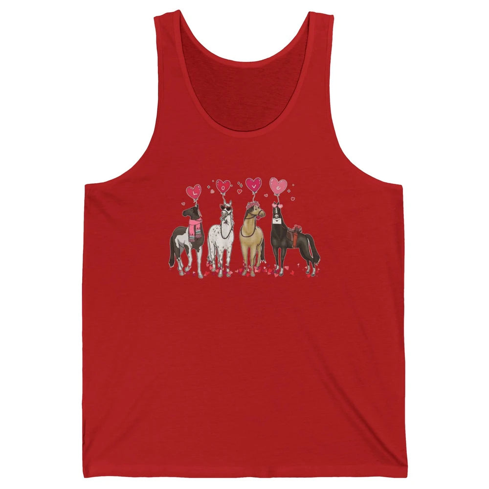 Cute Horse Valentine's Day Horses Cowgirl Rodeo Howdy Western Country Heart Love Balloon Unisex Jersey Tank