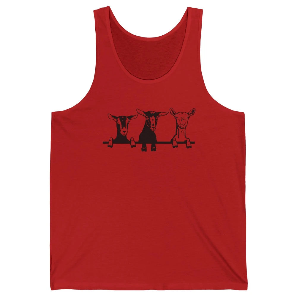 Cute Goats Farm Funny Face Farming Animal Mate Woman Men Unisex Jersey Tank