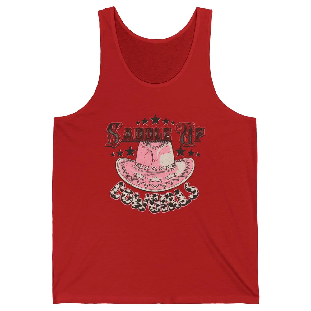 Cowgirl Hat Cow Print Saddle Up Cowgirl Western Country Gift Unisex Jersey Tank