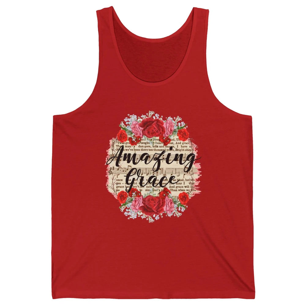 Floral Amazing Grace Jesus Lovers Christian Religious Gift Unisex Jersey Tank