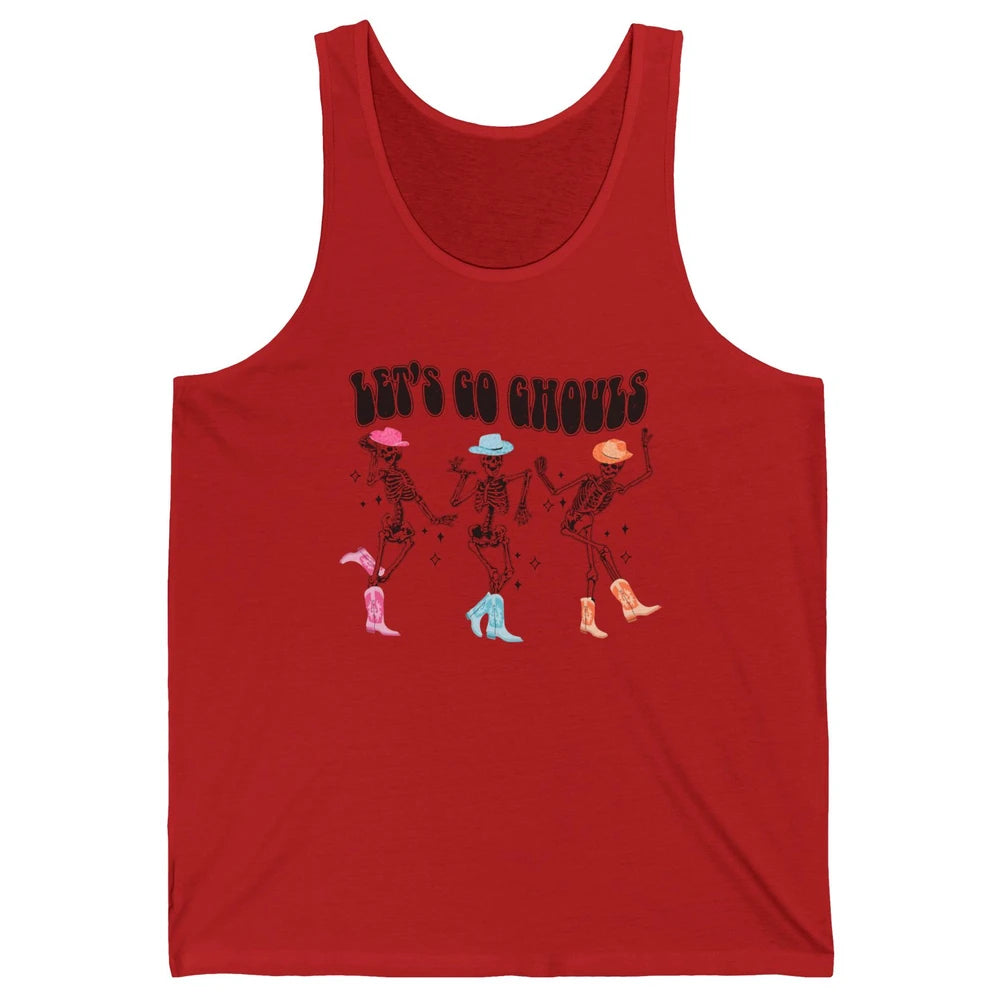 Dancing Skeleton Cowboy Let's Go Ghouls Western Halloween Unisex Jersey Tank