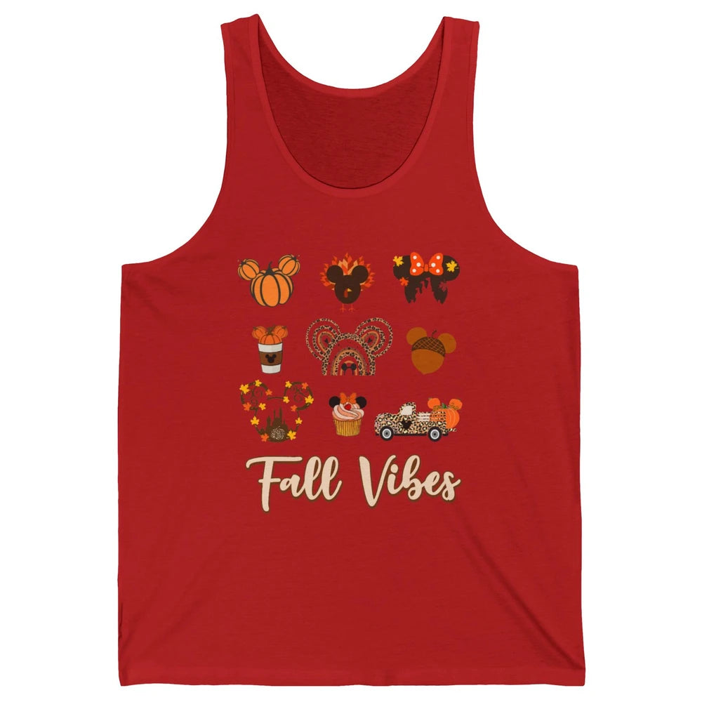 Retro Fall Vibes Pumpkin Turkey Halloween Fall Thanksgiving Unisex Jersey Tank