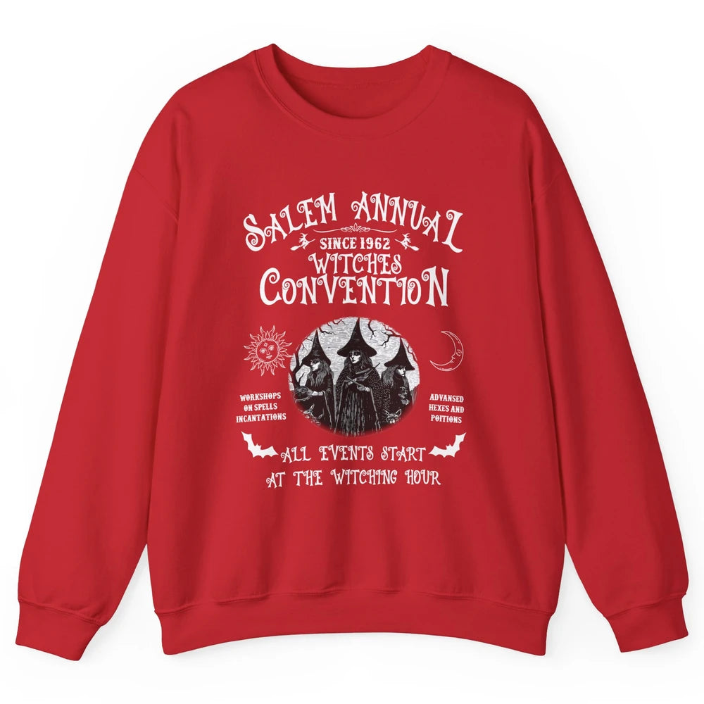Retro Salem Annual Witches Convention Halloween Witch Magic Unisex Crewneck Sweatshirt