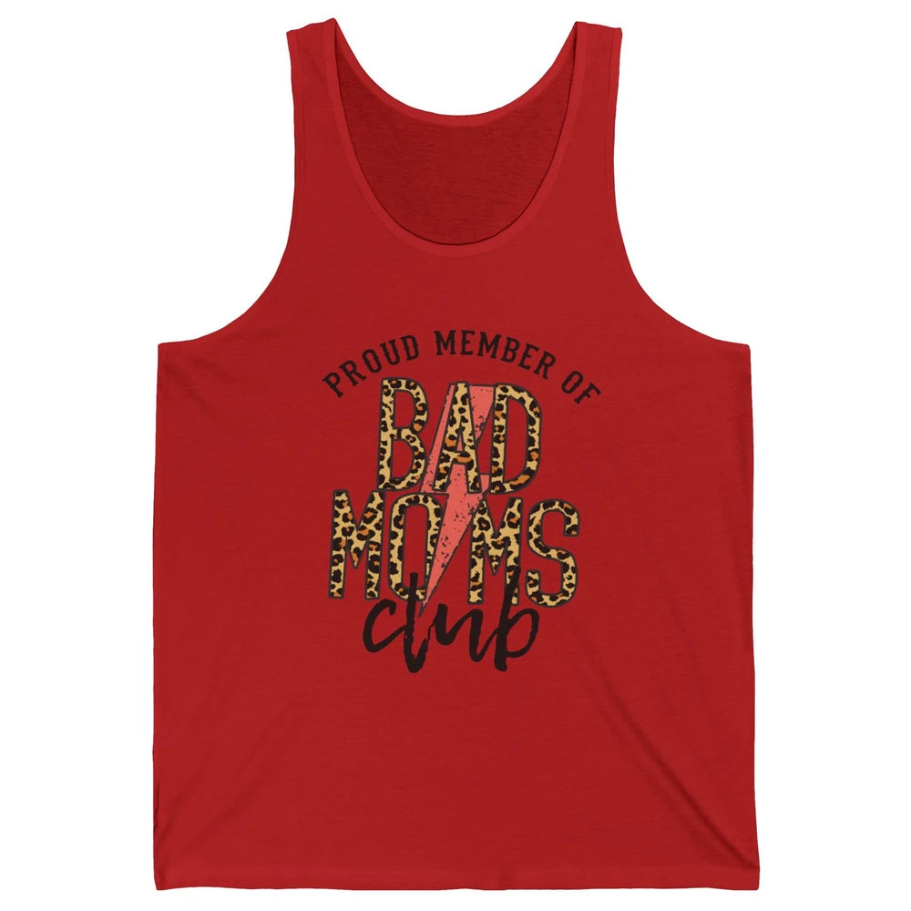 Leopard Proud Member Of Bad Moms Club Lightning Bolt Western Unisex Jersey Tank