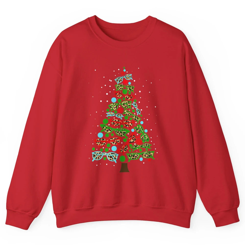 Optician Christmas Funny Xmas Tree Eyeglasses Optometrist Unisex Crewneck Sweatshirt