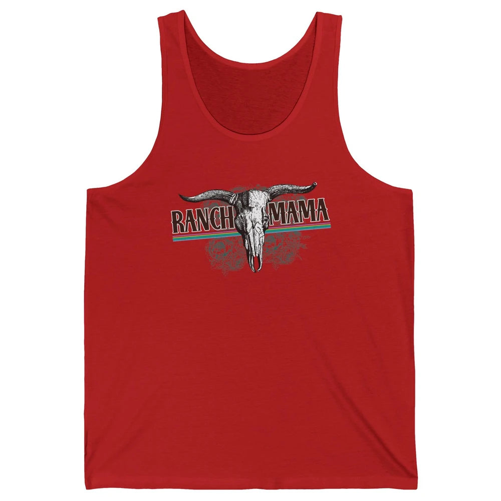 Retro Ranch Mama Highland Cow Skull Western Country Cowboy Unisex Jersey Tank