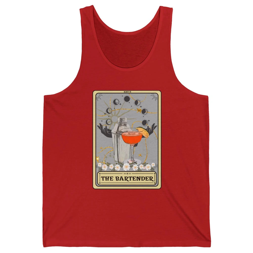 Retro The Bartender Tarot Card Barista Halloween Bartender Unisex Jersey Tank