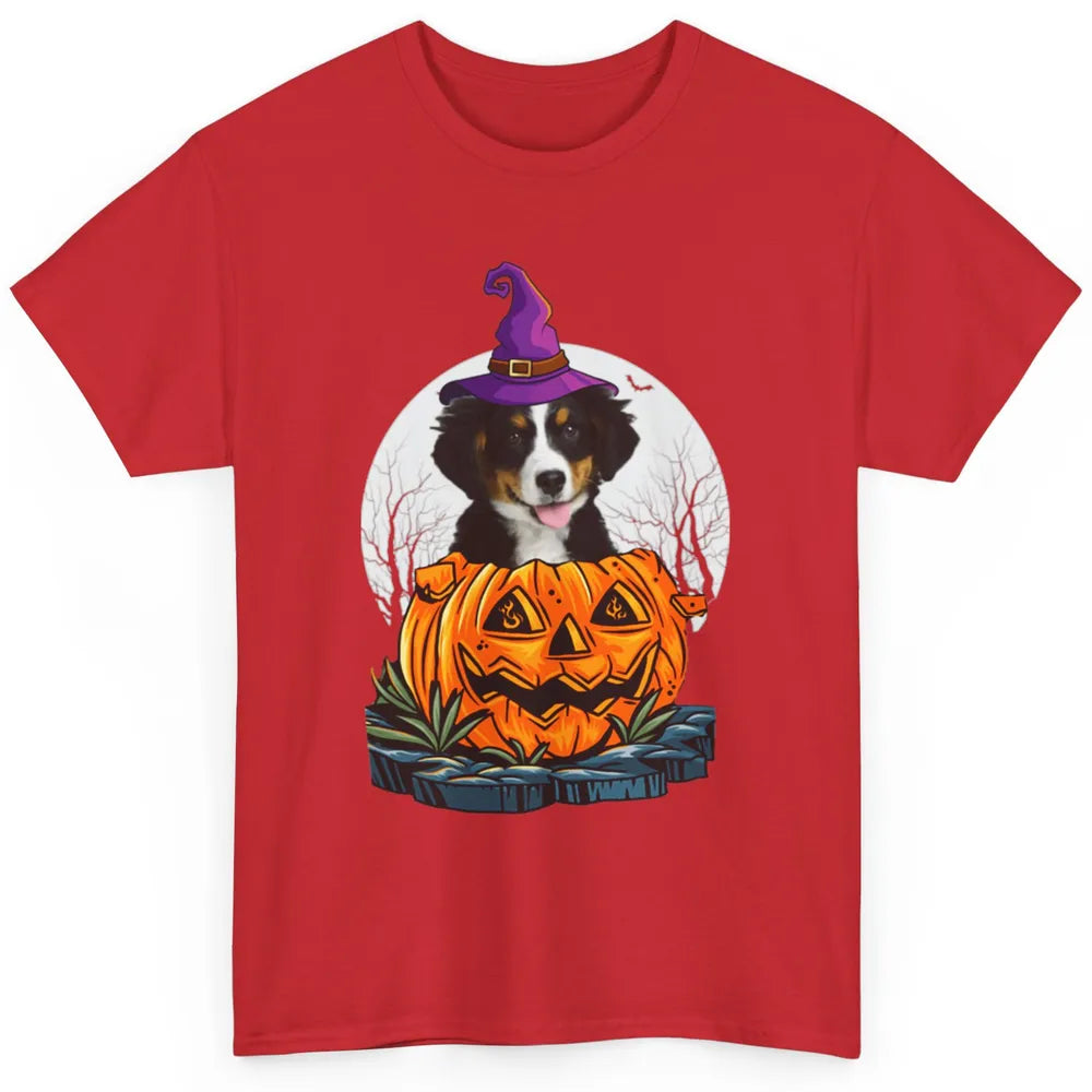 Bernese Mountain Dog Witch Pumpkin Halloween Spooky Season Classic Unisex T-Shirt
