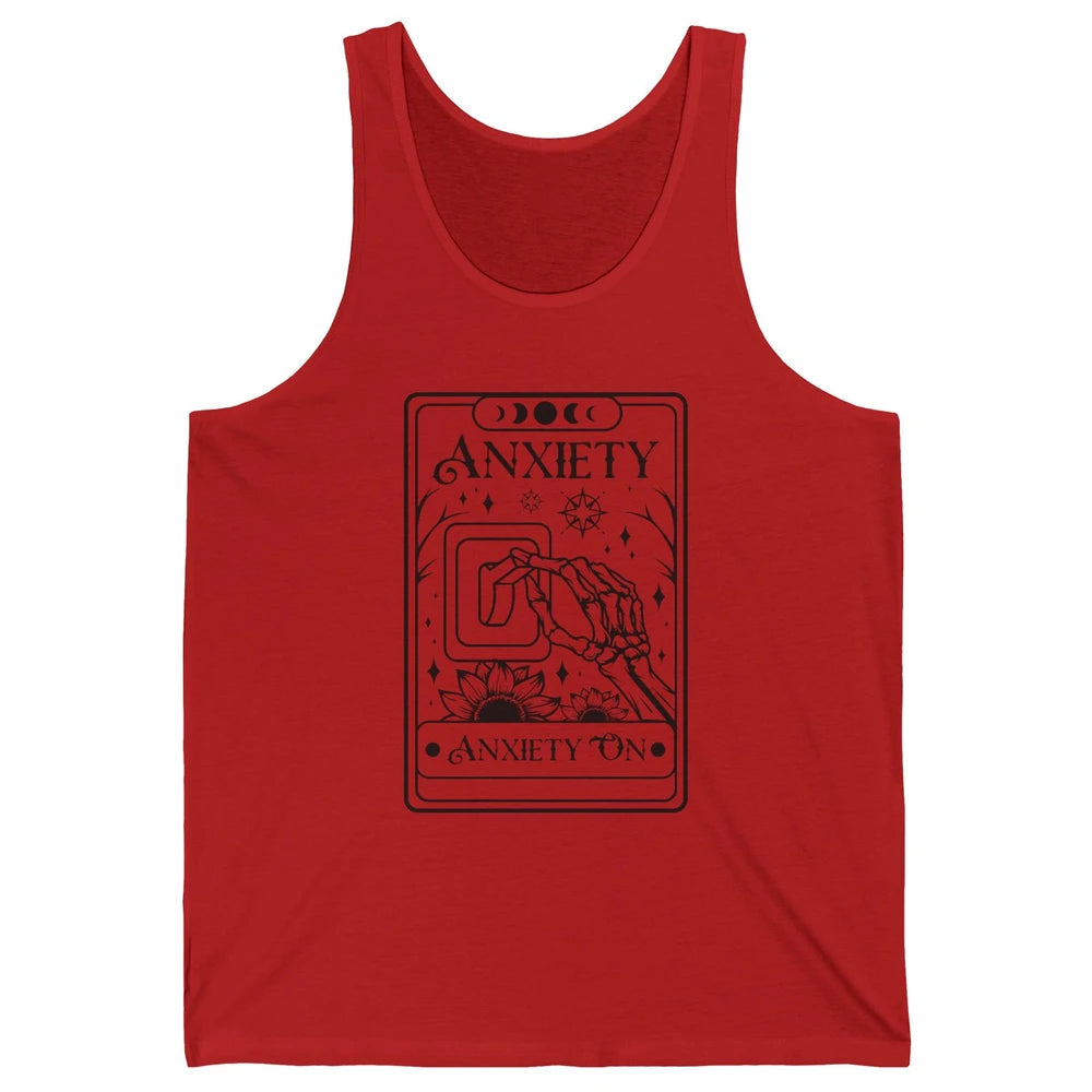 Retro Halloween Skeleton Hand Anxiety On Off Mental Health Unisex Jersey Tank