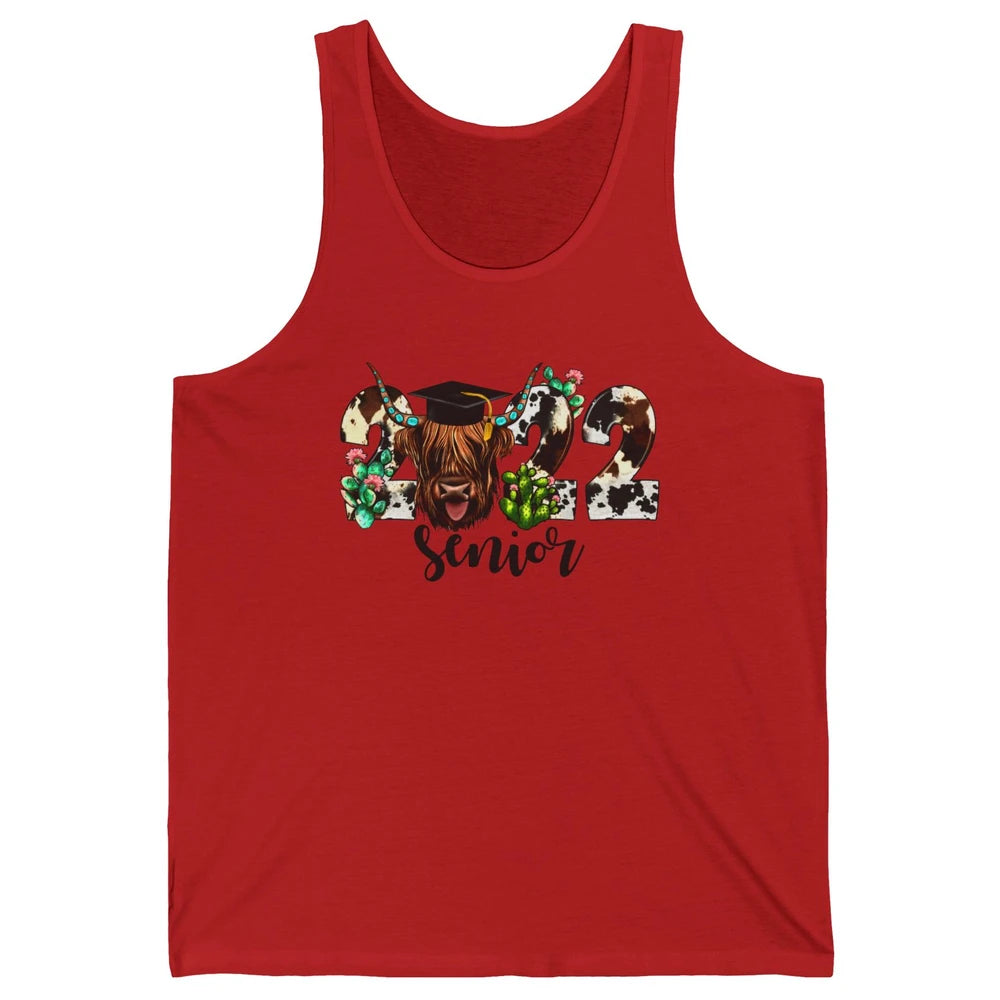 Senior 2022 Highland Cow Western Heifer Graduation 2022 Gift Unisex Jersey Tank