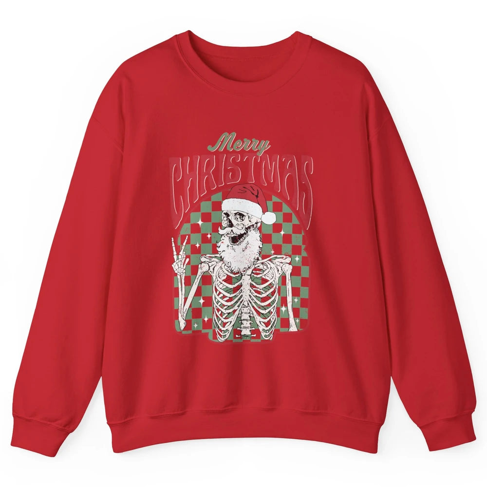 Merry Christmas Skeleton Santa Claus Vintage Xmas Skull Vibe Unisex Crewneck Sweatshirt