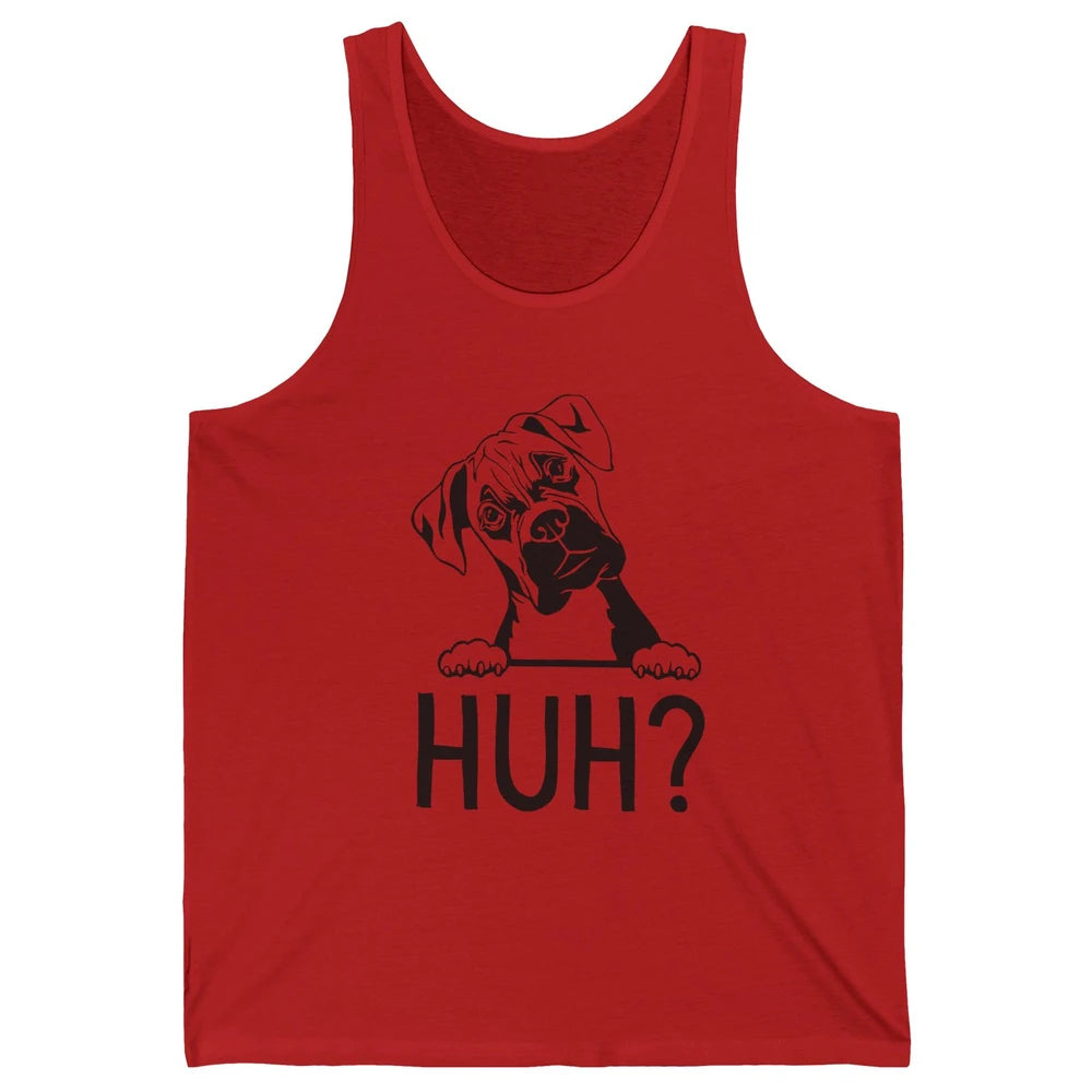 Funny Boxer Dog Black White Huh? Dog Boxer Lovers Gift Unisex Jersey Tank