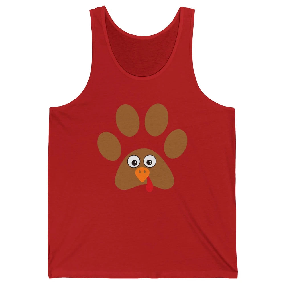 Turkey Pawprint Dog Paw Thanksgiving Cute Puppy Turkey Day Unisex Jersey Tank