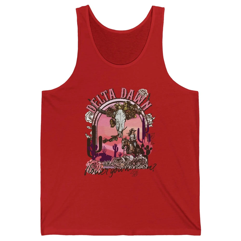 Floral Boho Bull Skull Delta Dawn Desert Western Country Unisex Jersey Tank