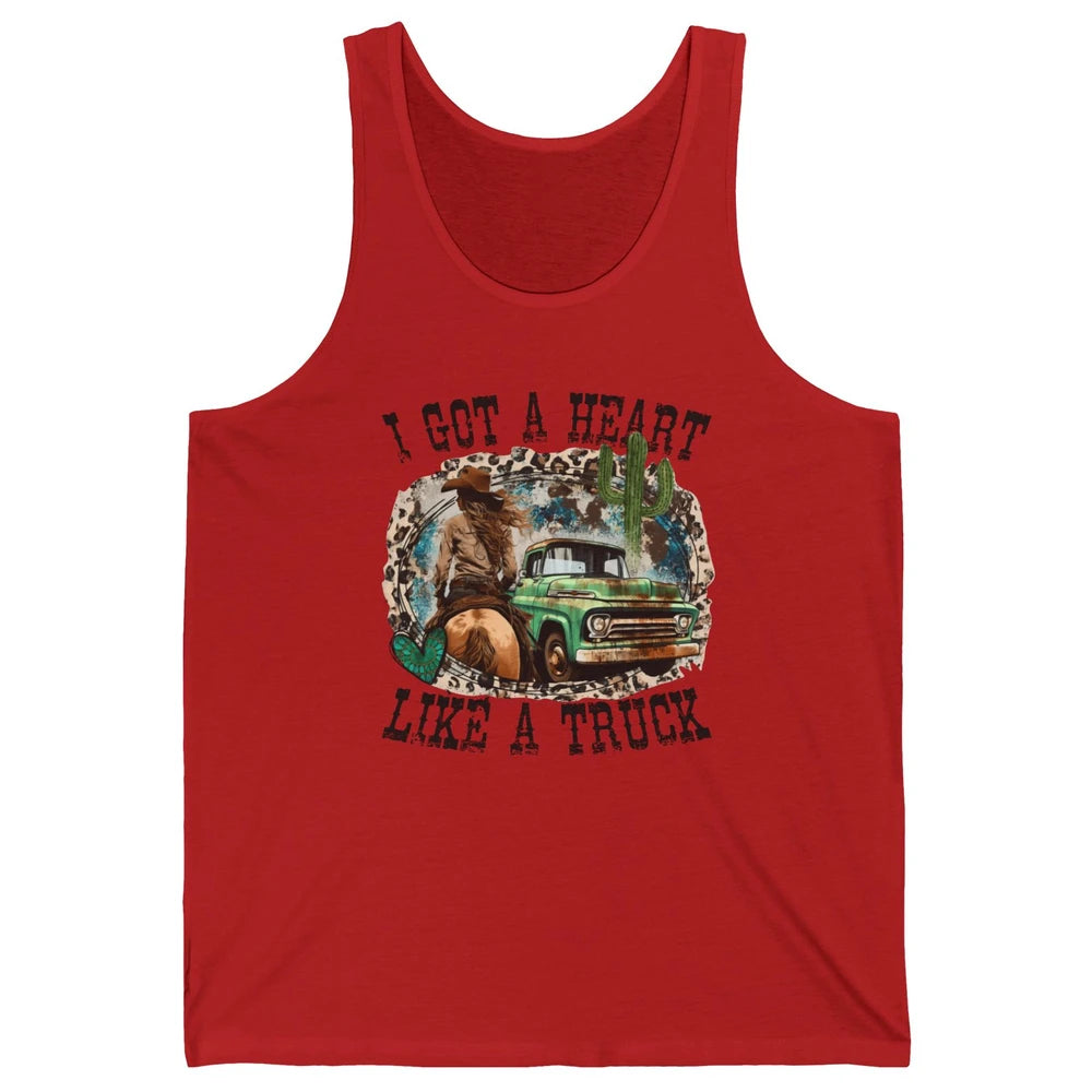 Leopard Cowgirl I Got A Heart Like A Truck Western Country Unisex Jersey Tank