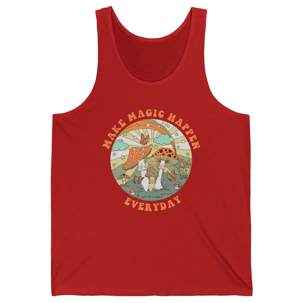 Retro Groovy Make Magic Happen Mushroom Hippie Botanical Unisex Jersey Tank