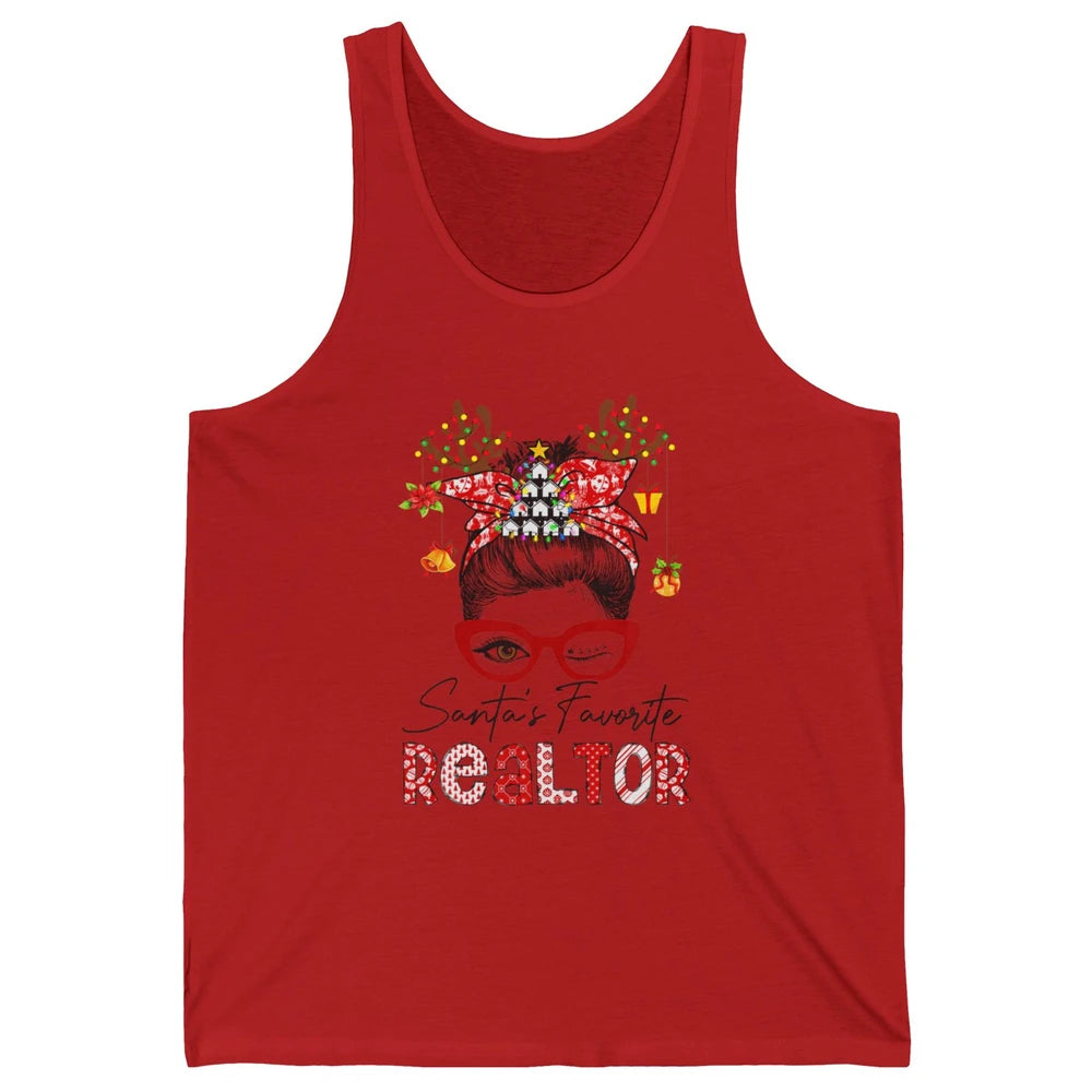 Merry Christmas Xmas Santa Messy Hair Realtor Real Estate Unisex Jersey Tank