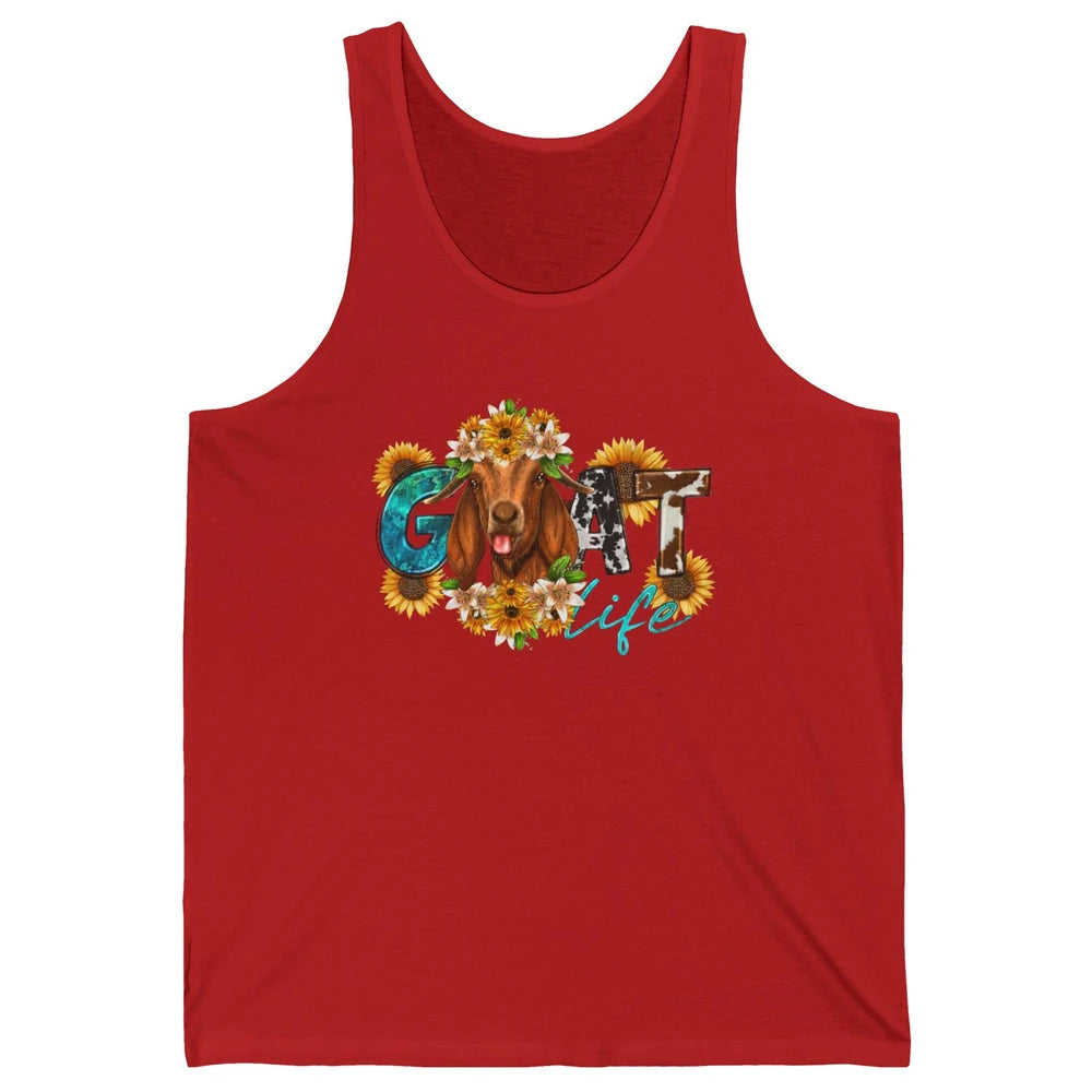 Sunflower Goat Life Just A Girl Who Love Goat Farmer Western Unisex Jersey Tank