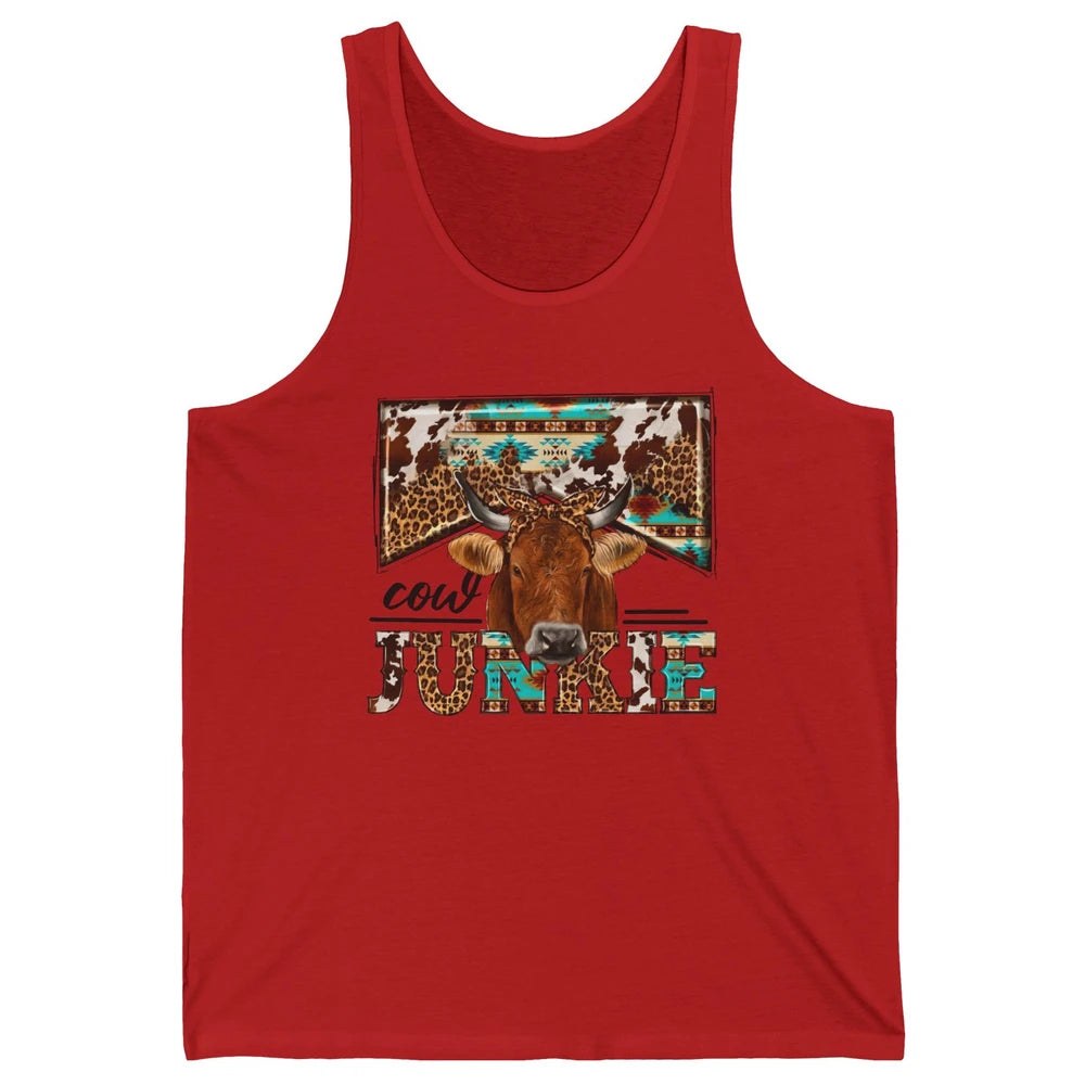 Retro Leopard Bandana Cow Junkie Western Country Farm Animal Unisex Jersey Tank