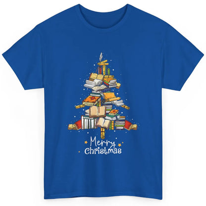 Merry Christmas Tree Reading Books Librarian Xmas Lighting Classic Unisex T-Shirt