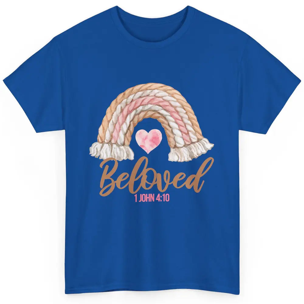 Beloved Christian Women Vintage Rainbow Bible Verse Heart Classic Unisex T-Shirt