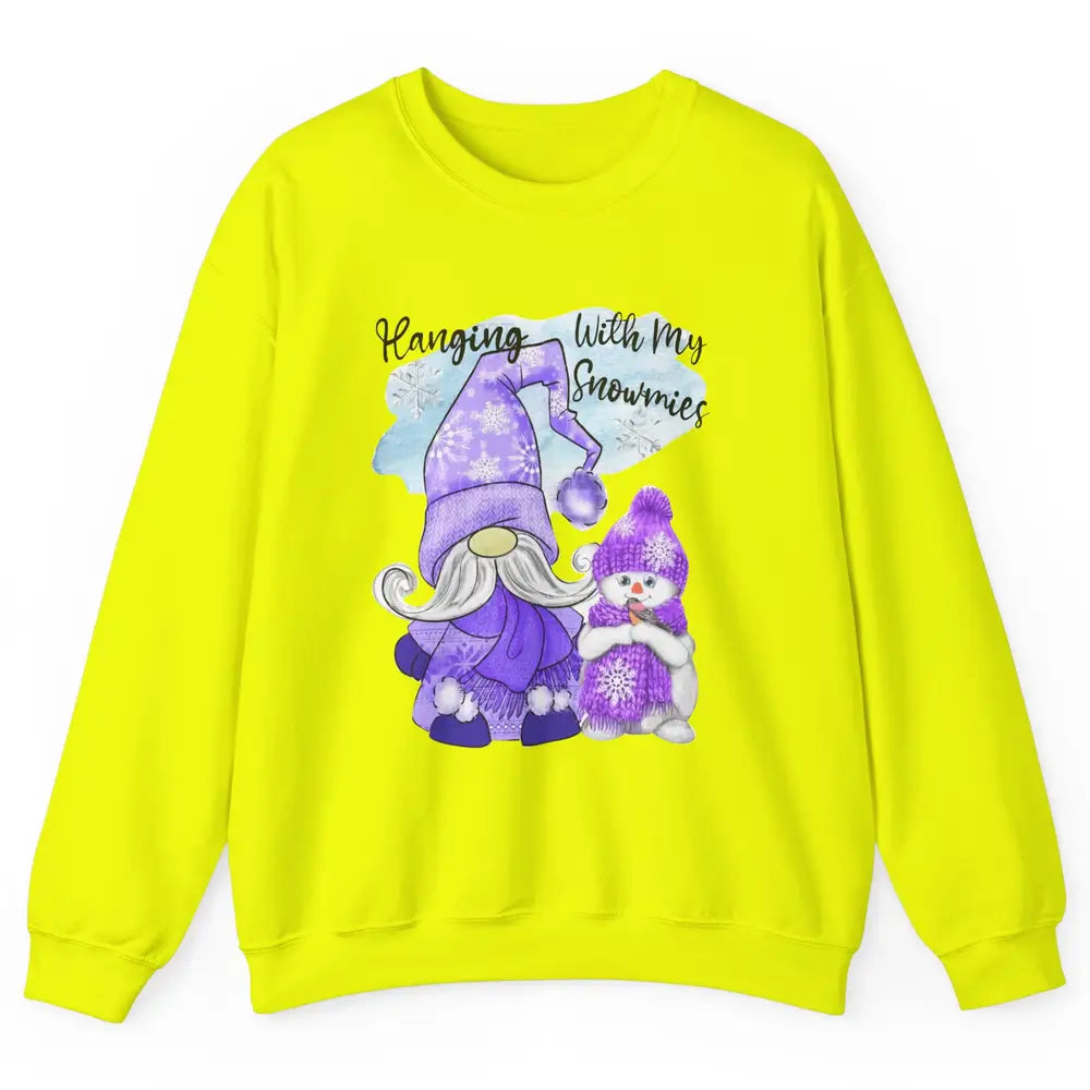 Retro Christmas Snowman And Gnome Hanging With My Snowmies Unisex Crewneck Sweatshirt