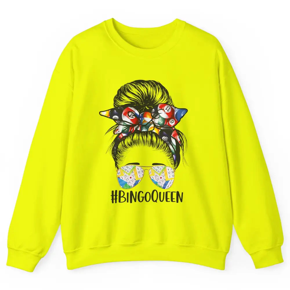 Bingo Life Messy Bun Bandana Gambling Lucky Bingo Player Unisex Crewneck Sweatshirt