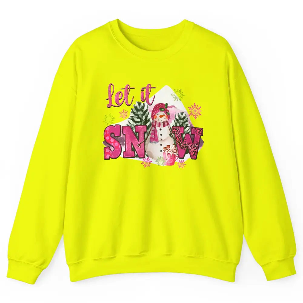 Retro Pink Christmas Snowman Let It Snow Winter Cozy Season Unisex Crewneck Sweatshirt
