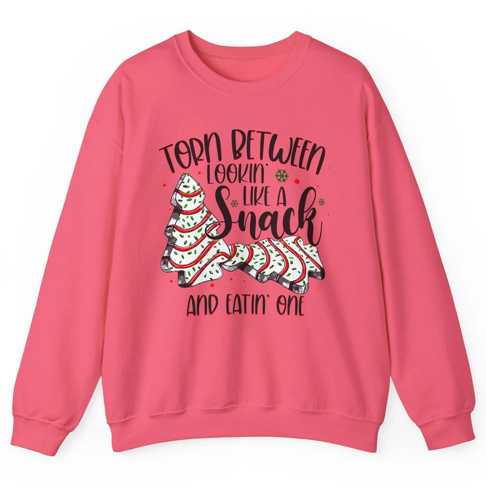 Christmas Tree Cake Torn Between Look Like a Snack Eat One Unisex Crewneck Sweatshirt