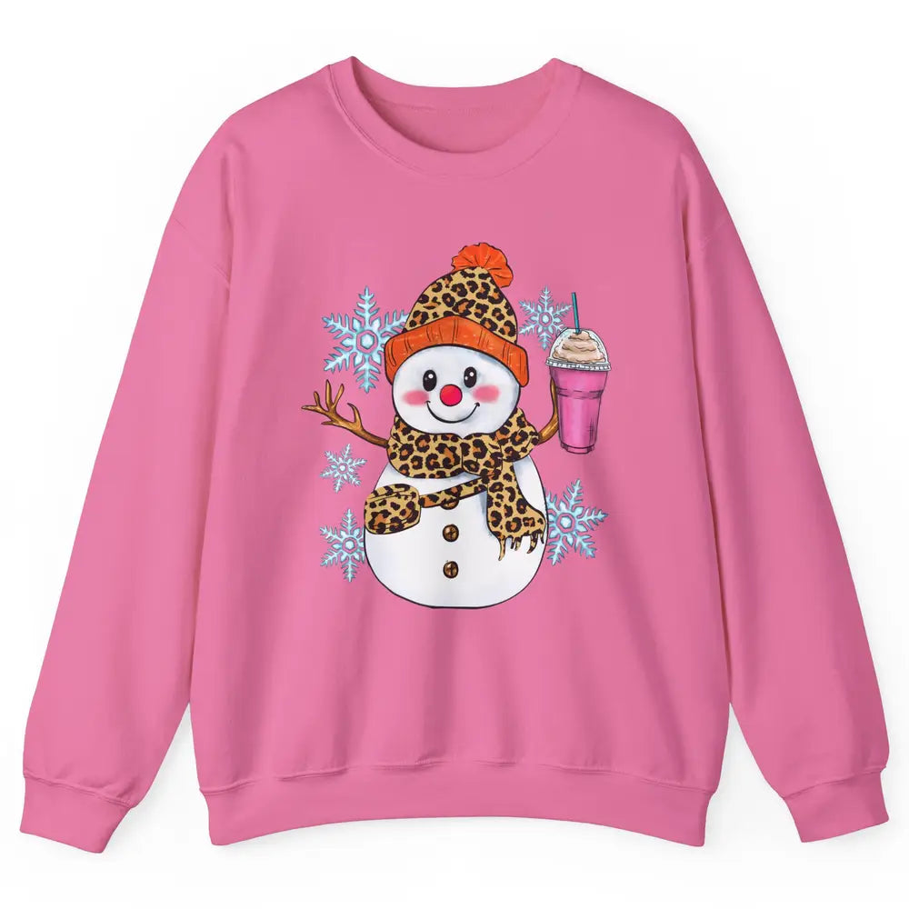 Retro Leopard Christmas Bougie Snowman Boojee Winter Holiday Unisex Crewneck Sweatshirt