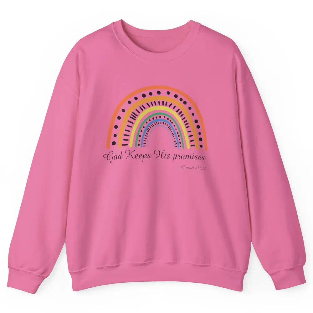 Retro Rainbow God Keeps His Promises Christian Religious Unisex Crewneck Sweatshirt