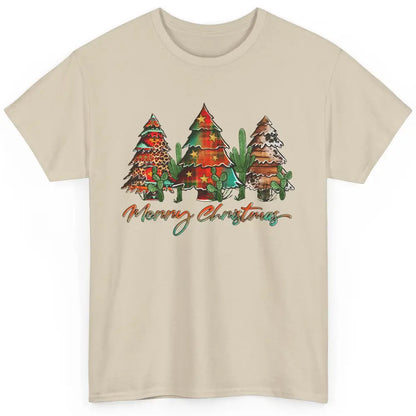 Merry Christmas Tree Western Christmas Desert Cactus Leopard Classic Unisex T-Shirt