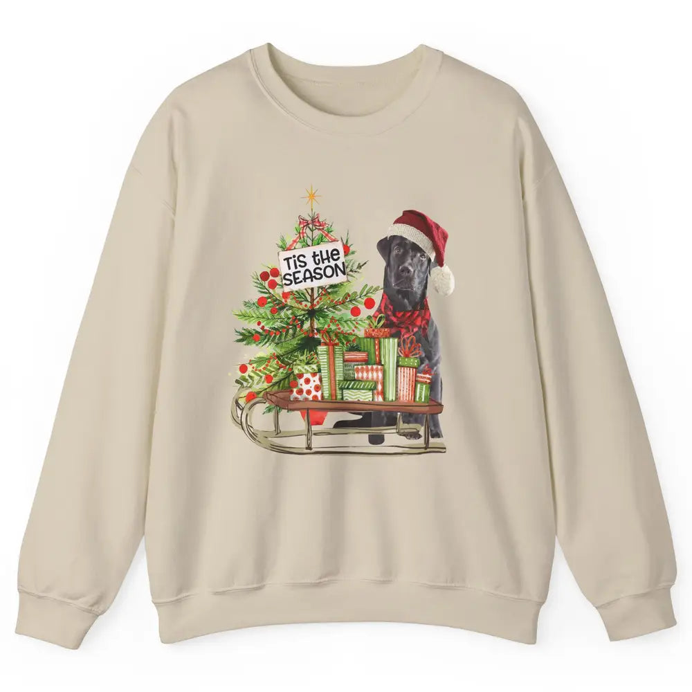Black Labrador Christmas Tree Tis The Season Black Lab Mom Unisex Crewneck Sweatshirt