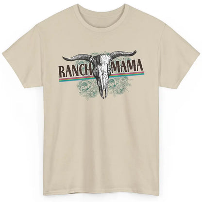 Retro Ranch Mama Highland Cow Skull Western Country Cowboy Classic Unisex T-Shirt