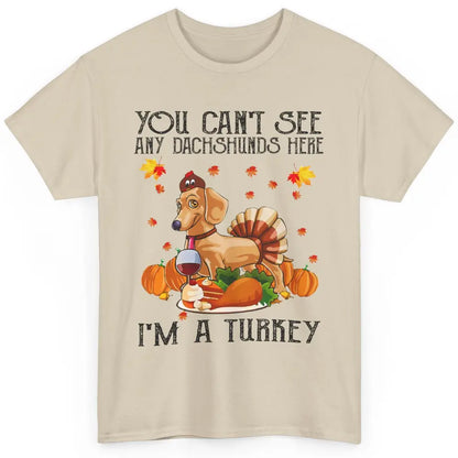 Funny Dachshund I'm A Turkey Happy Thanksgiving Fall Pumpkin Classic Unisex T-Shirt