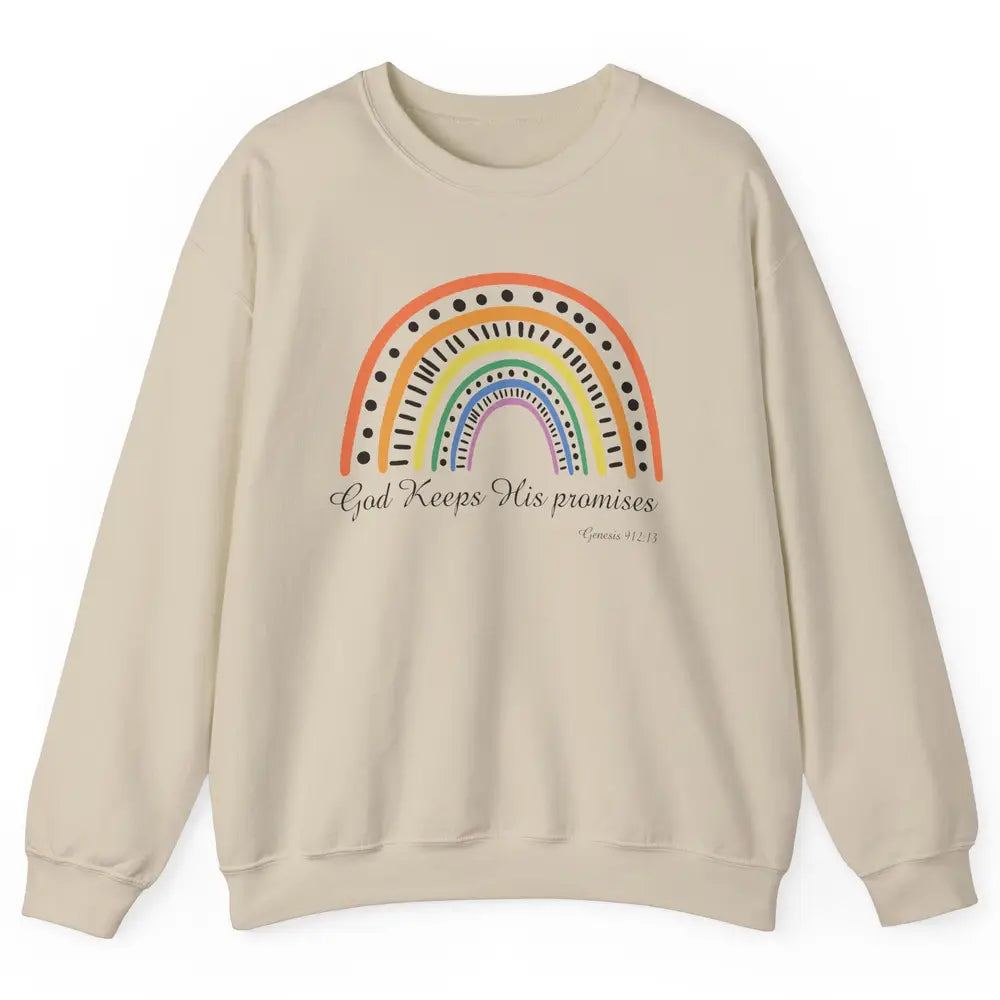 Retro Rainbow God Keeps His Promises Christian Religious Unisex Crewneck Sweatshirt