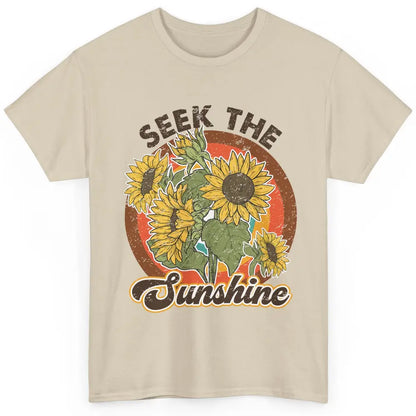 Retro Rainbow Sunflower Seek The Sunshine Peace Hippie Girl Classic Unisex T-Shirt