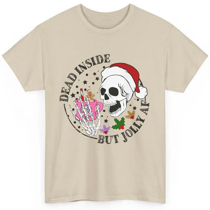 Christmas Skeleton Coffee Dead Inside But Jolly AF Christmas Classic Unisex T-Shirt