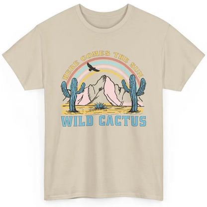 Retro Rainbow Here Come The Sun Wild cactus Desert Western Classic Unisex T-Shirt