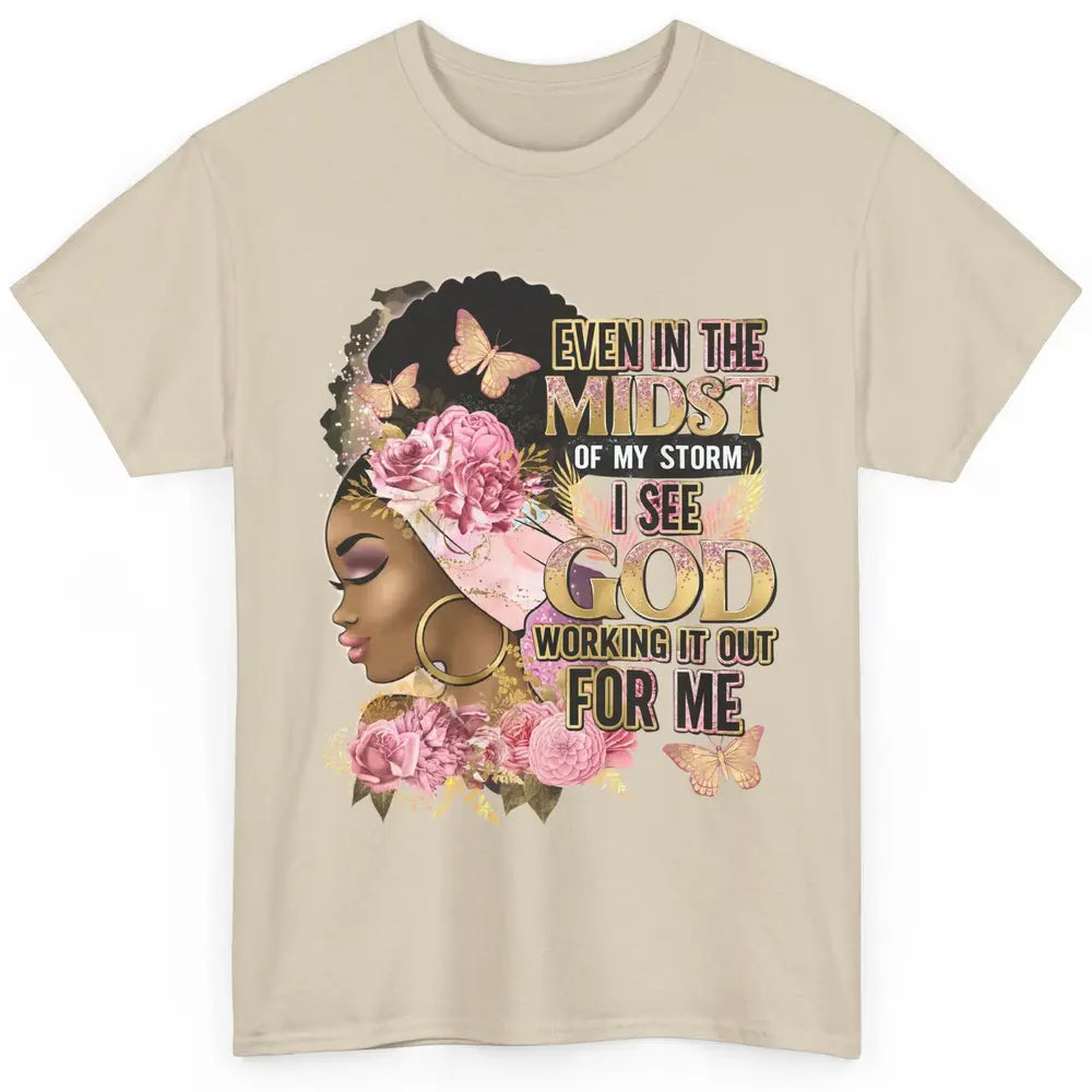 Black Girl In The Midst Of Storm Afro Woman Christian Belief Classic Unisex T-Shirt