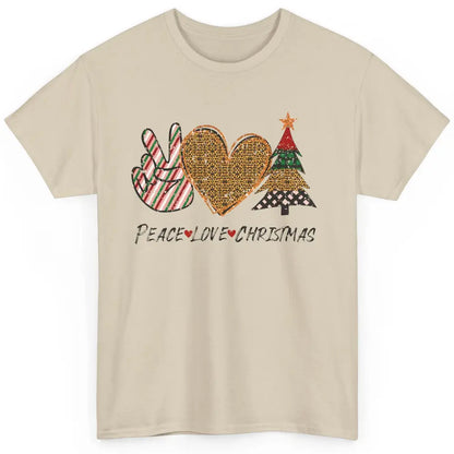 Peace Love Christmas Leopard Merry Christmas Vintage Retro Classic Unisex T-Shirt