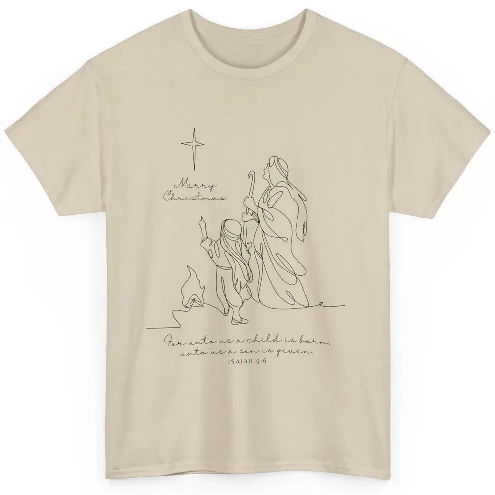 Merry Christmas Unto Us Child Is Born Christian Bible Verse Classic Unisex T-Shirt