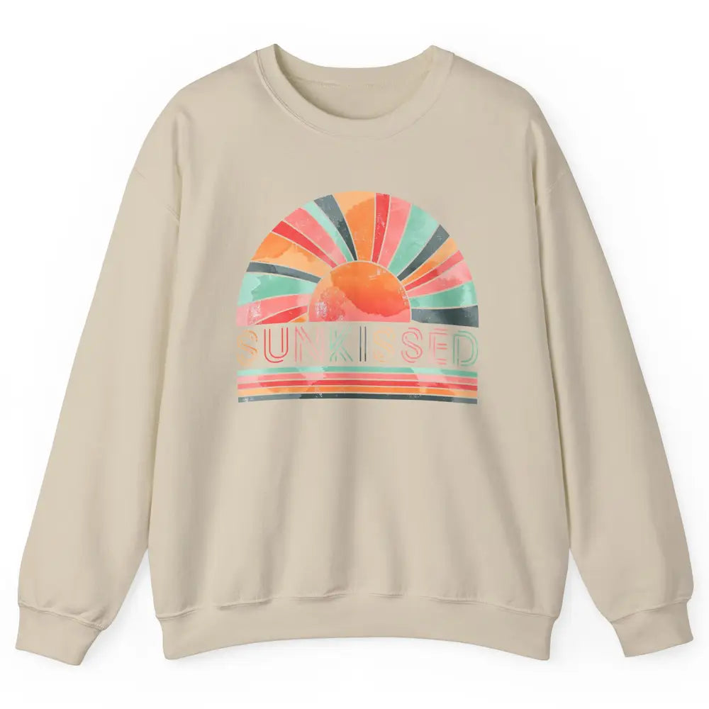 Retro Rainbow Sunkissed Summer Beach Life Vintage Boho Unisex Crewneck Sweatshirt