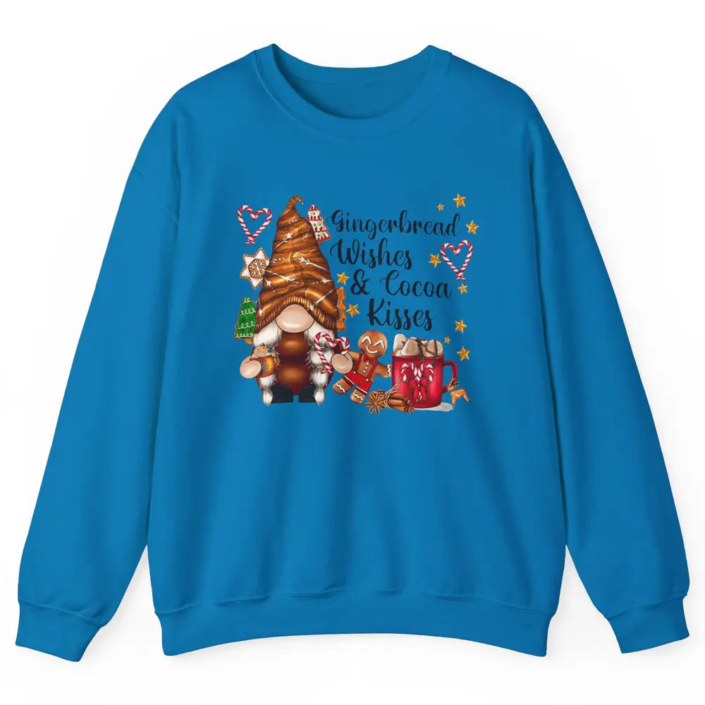 Retro Christmas Gnome Gingerbread Wishes and Cocoa Kisses Unisex Crewneck Sweatshirt
