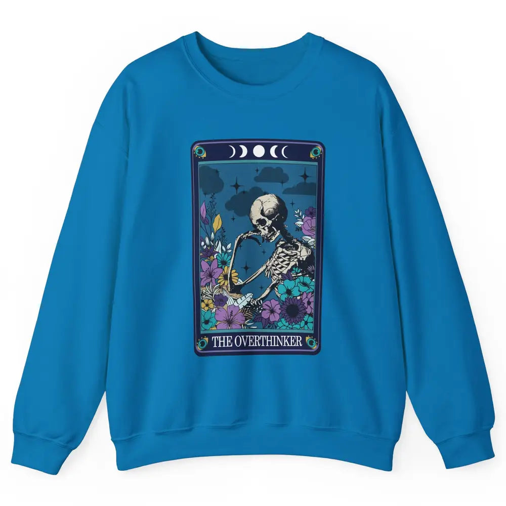 Floral Skeleton The Overthinker Tarot Card Halloween Costume Unisex Crewneck Sweatshirt